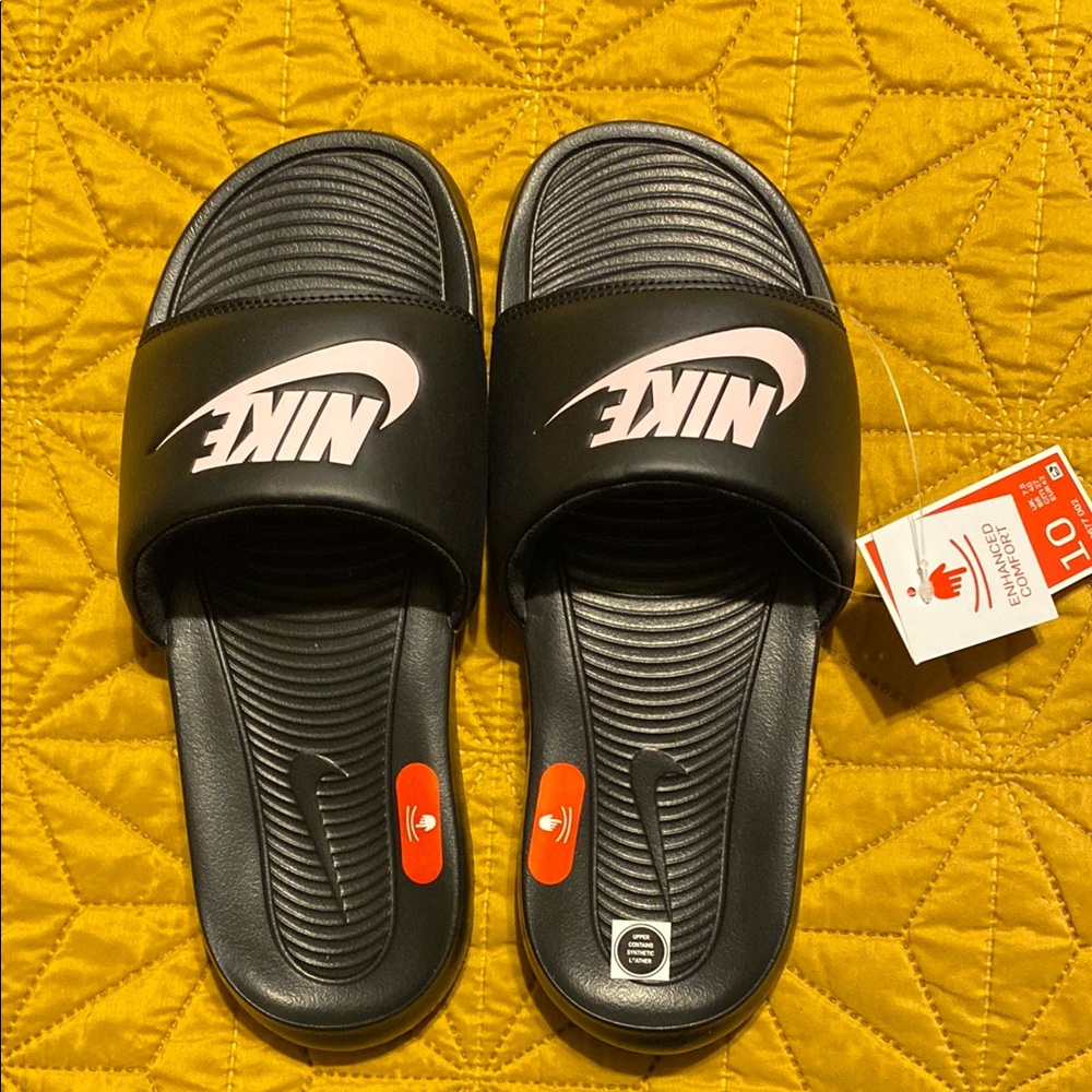 Nike Black and White Slide Sandals